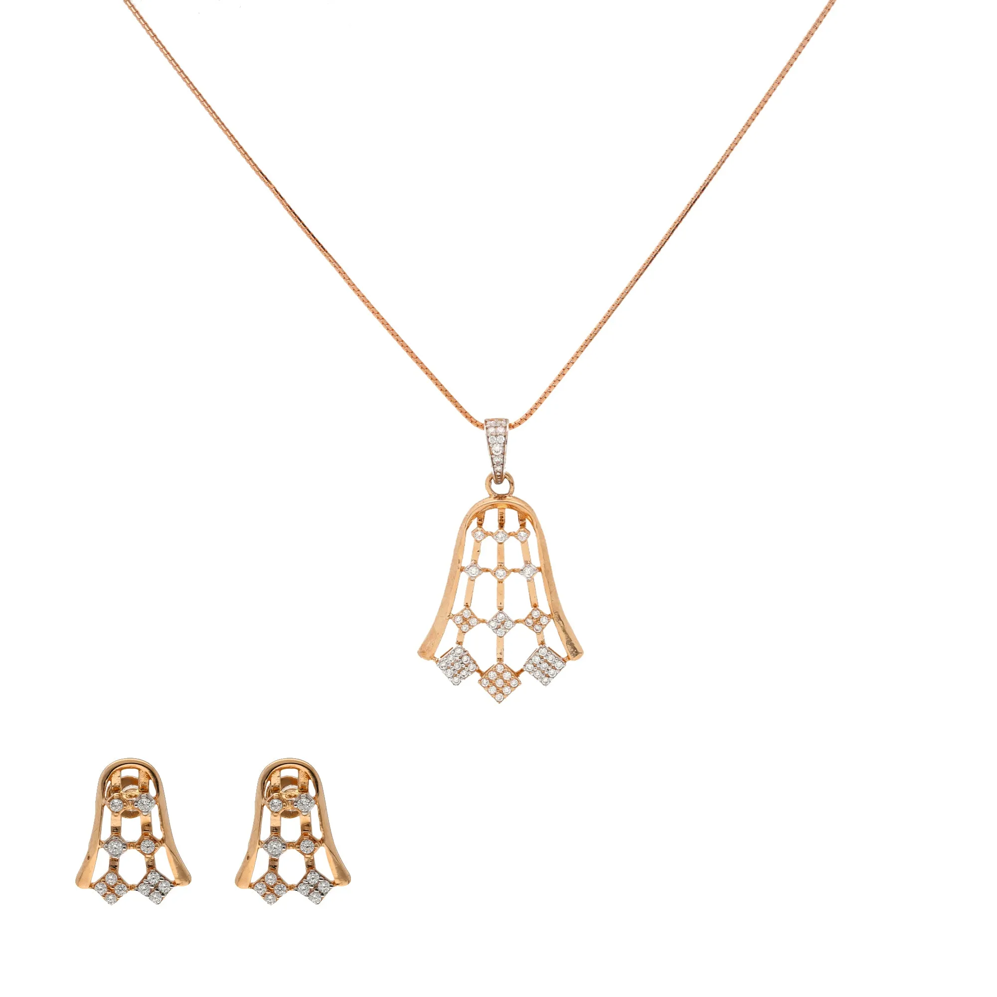 18K Rose Gold & CZ Necklace Set (9.3gm)