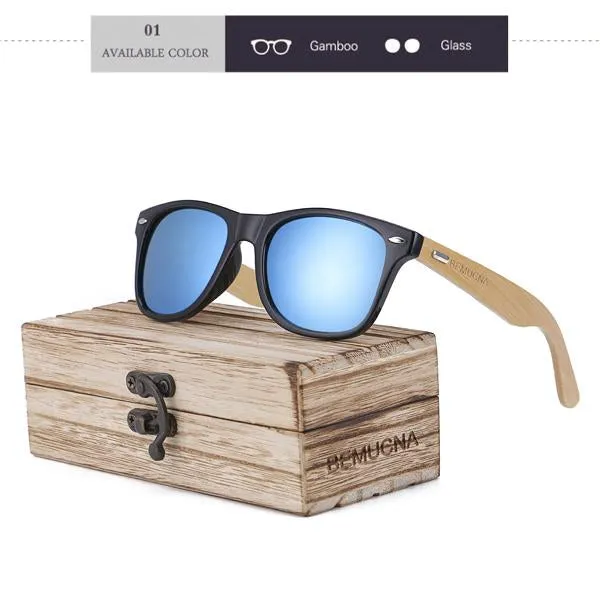 2017 New BEMUCNA Bamboo Sunglasses Men Wooden glasses Women Brand Designer Original Wood Sun Glasses Women/Men Oculos de sol