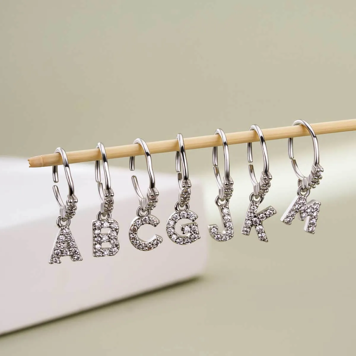 20G Clear CZ Letter dangle Seamless Nose Hoop