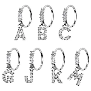 20G Clear CZ Letter dangle Seamless Nose Hoop