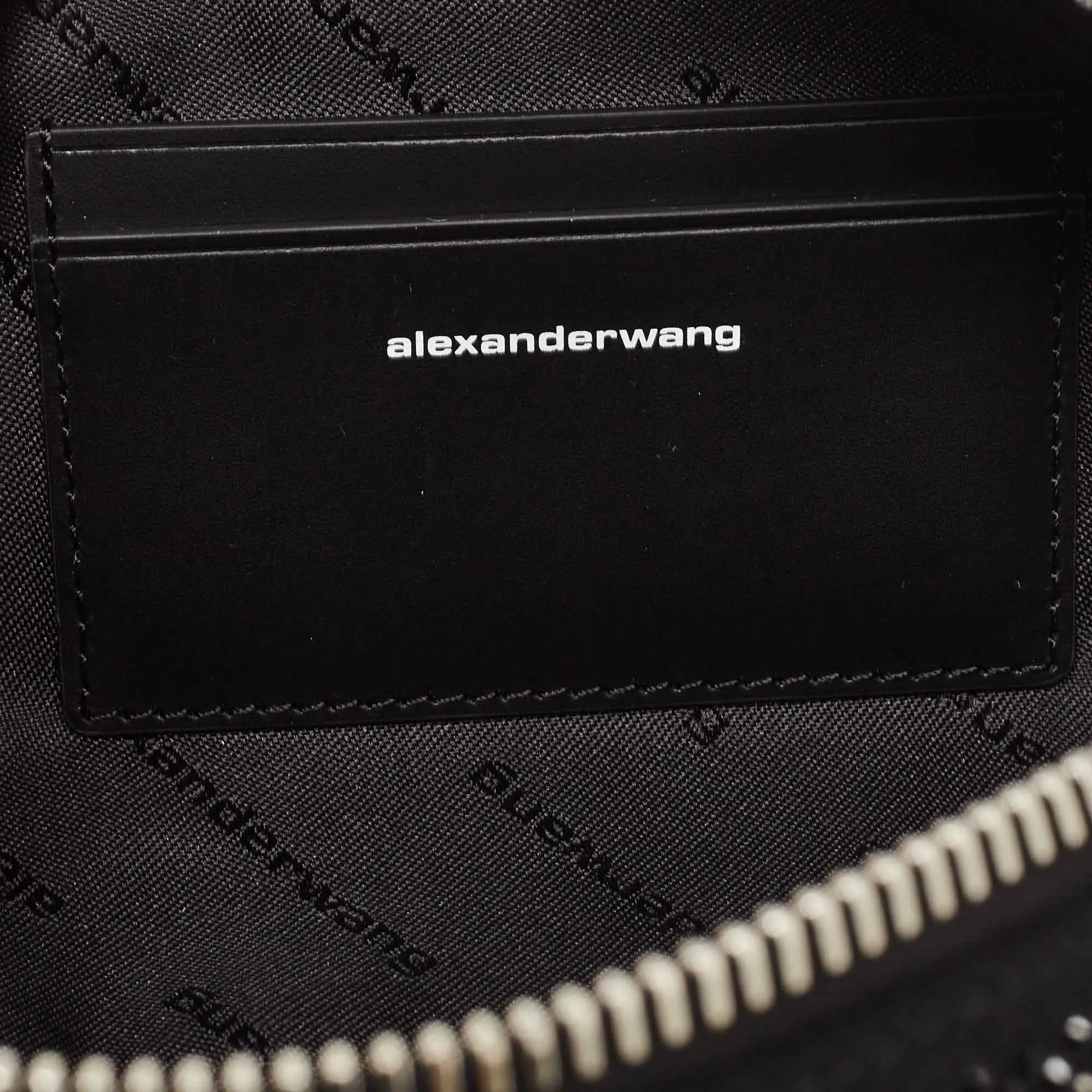 ALEXANDER WANG Black Canvas and Leather Crystals Heiress Flex Bag