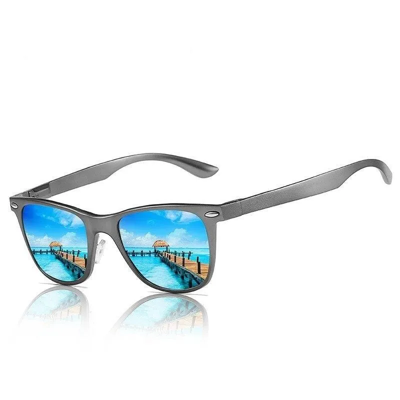 Aluminum Magnesium Men's Polarized Sunglasses with Alloy Spring Leg