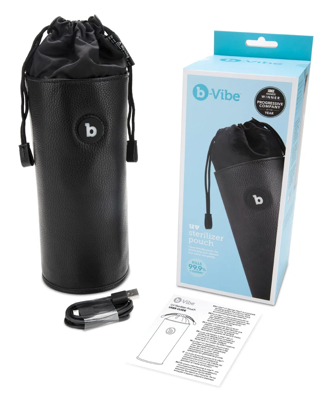 b-Vibe UV Sterilizer Pouch w/USB Cord - Black