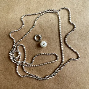 Ball Chain with 6mm Glass Pearl & Jump Ring