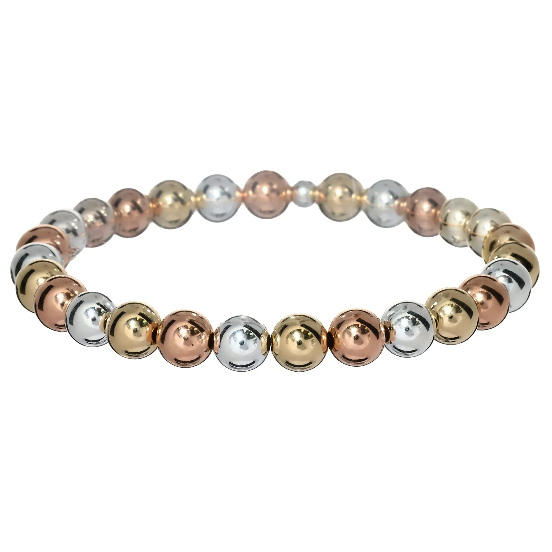 BARA BOHEME 14K Gold Filled 3-Tone Ball Bead Bracelet