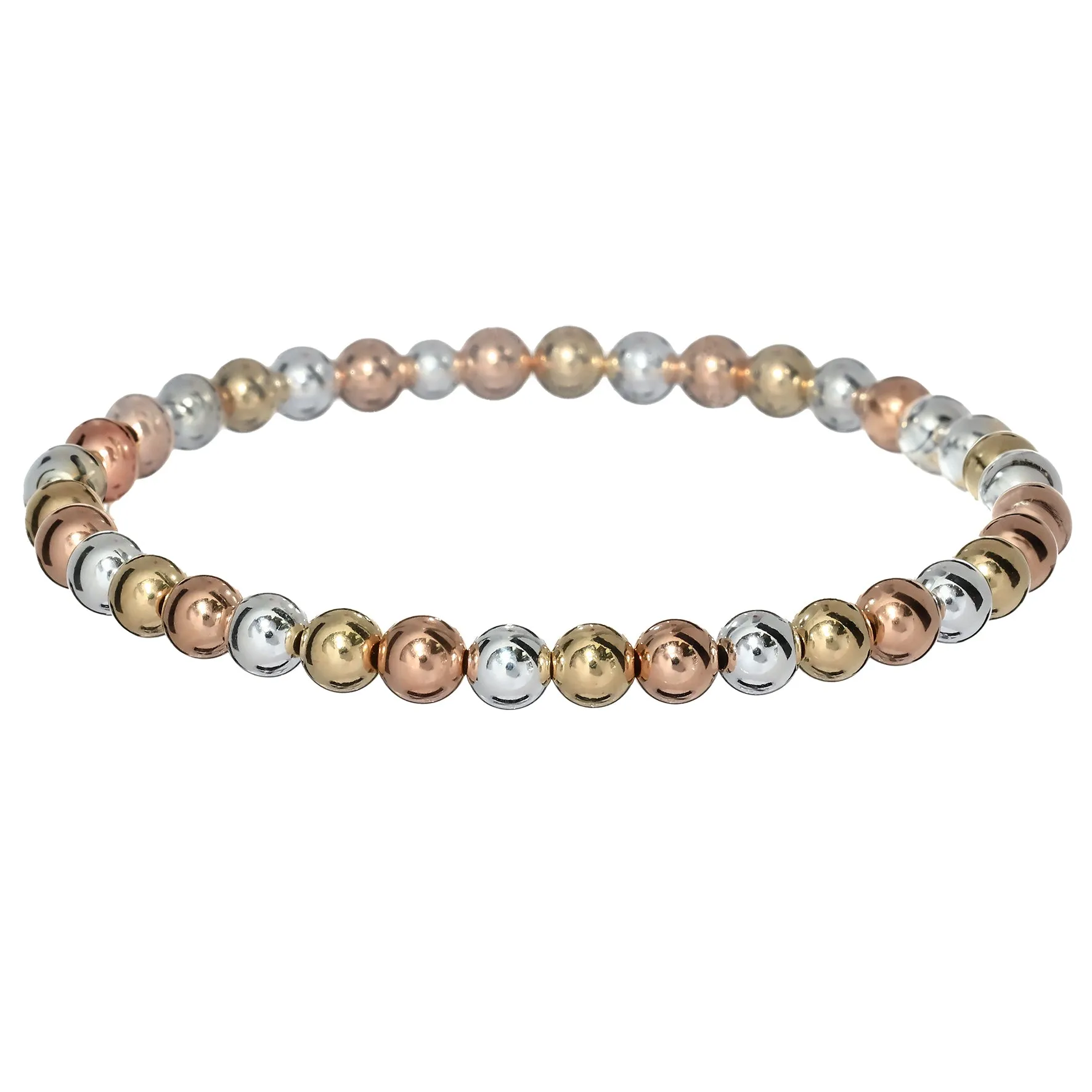 BARA BOHEME 14K Gold Filled 3-Tone Ball Bead Bracelet