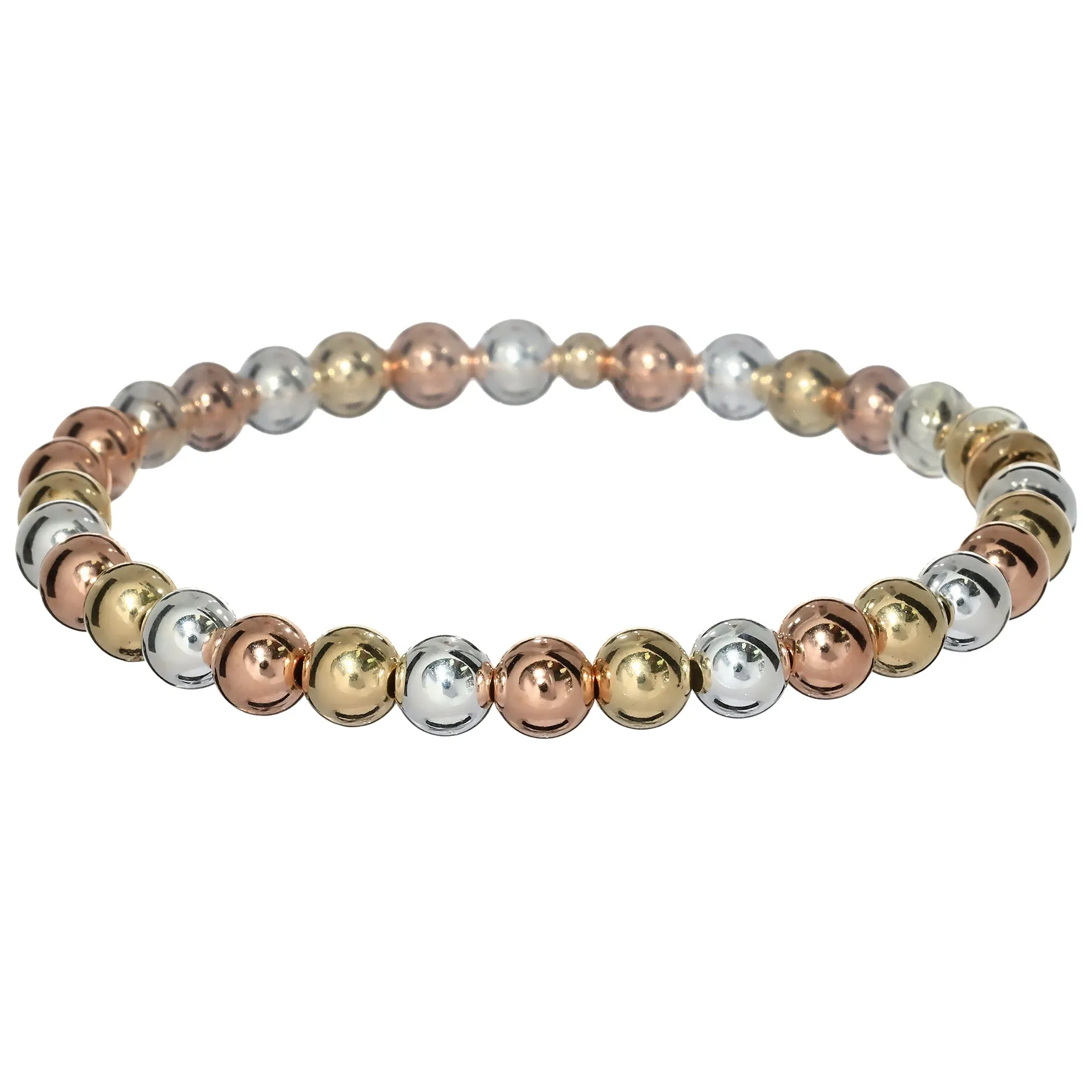 BARA BOHEME 14K Gold Filled 3-Tone Ball Bead Bracelet