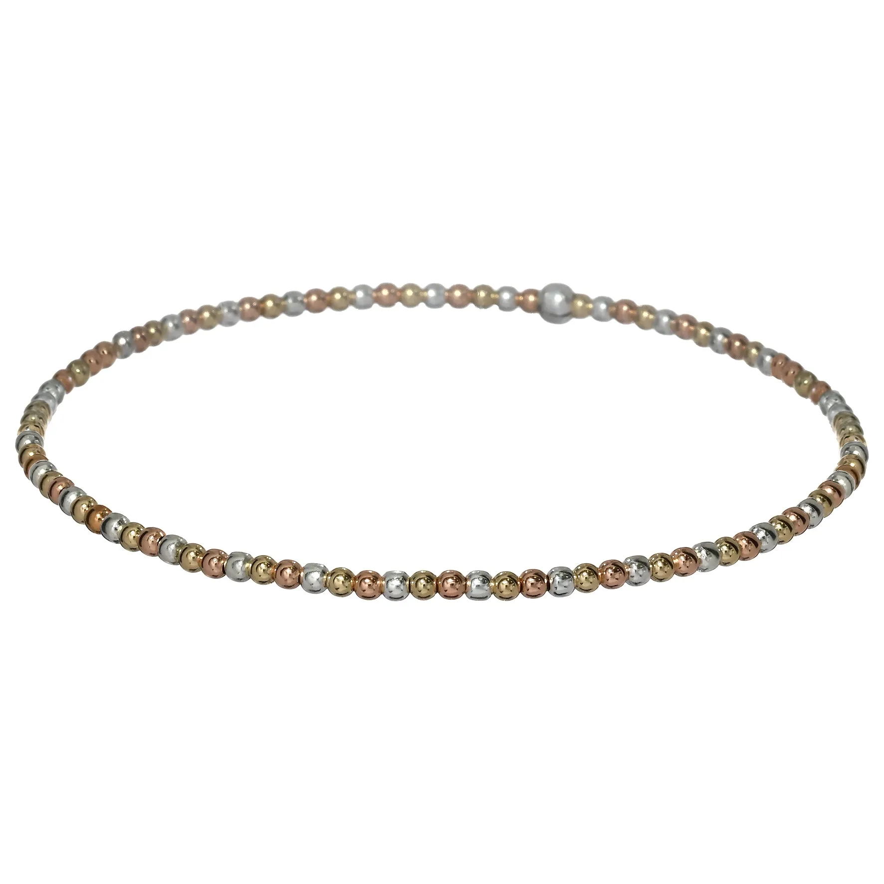 BARA BOHEME 14K Gold Filled 3-Tone Ball Bead Bracelet