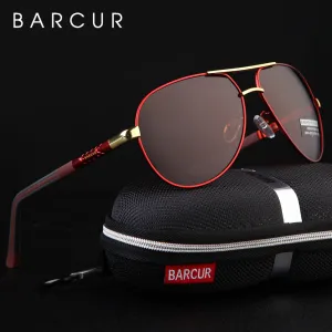 BARCUR Aluminum Vintage Men's Sunglasses Men Polarized Coating Classic