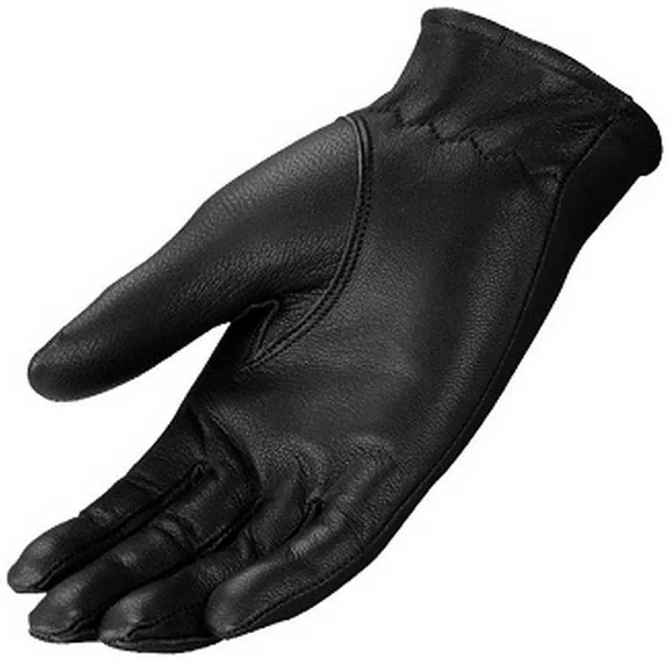 Black Leather Unlined Zip Gloves