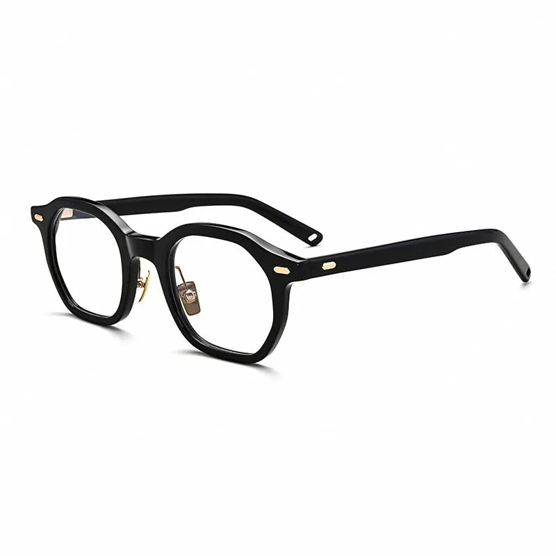 Black Mask Unisex Full Rim Acetate Polygon Eyeglasses Og652