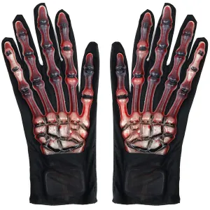 Blood Zombie Skeleton Gloves - Skeleton Hands with Realistic Blood Costume Accessories Gloves - 1 Pair