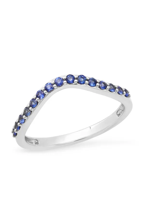 Blue Sapphire Contour Ring