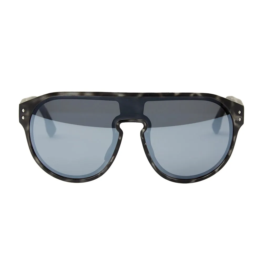 CAFE DU CYCLISTE Eyewear Gabin - Black Tortoise Frame Flash Argento/Fumo