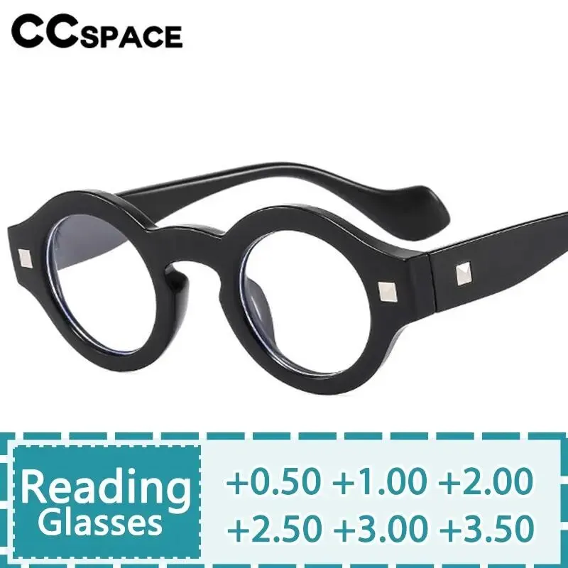 CCspace Unisex Full Rim Small Round Acetate Reading Glasses R57019