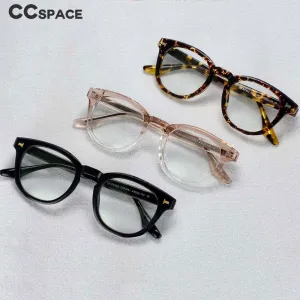 CCspace Unisex Full Rim Square Round Acetate Tr 90 Titanium Frame Eyeglasses 54200