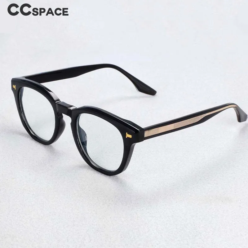 CCspace Unisex Full Rim Square Round Acetate Tr 90 Titanium Frame Eyeglasses 54200