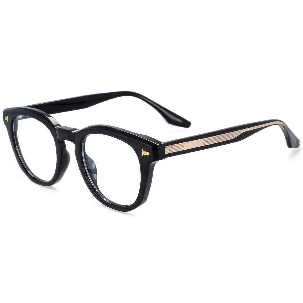 CCspace Unisex Full Rim Square Round Acetate Tr 90 Titanium Frame Eyeglasses 54200