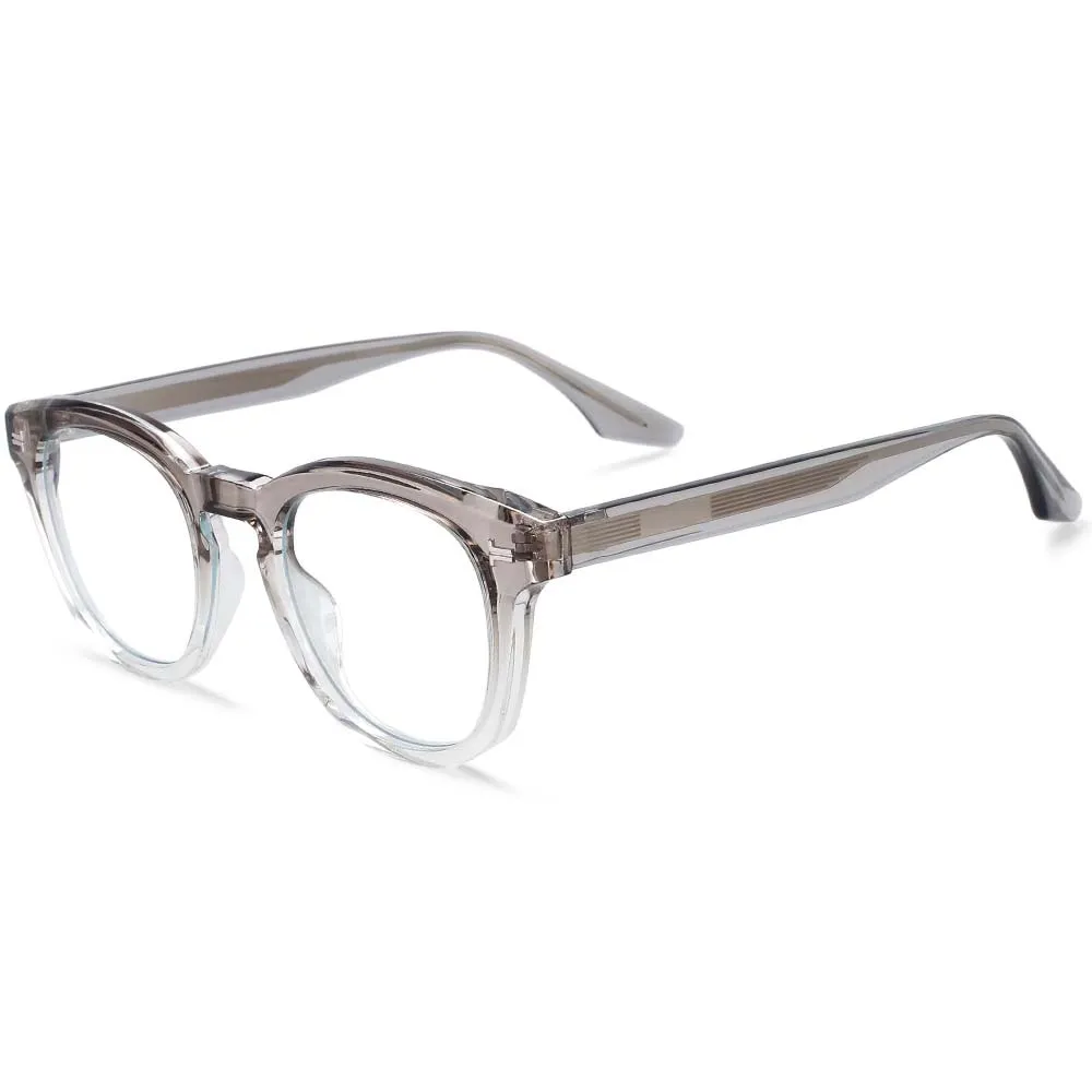 CCspace Unisex Full Rim Square Round Acetate Tr 90 Titanium Frame Eyeglasses 54200