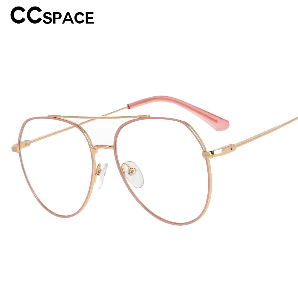 CCspace Women Full Rim Oversized Round Alloy Frame Eyeglasses 53372