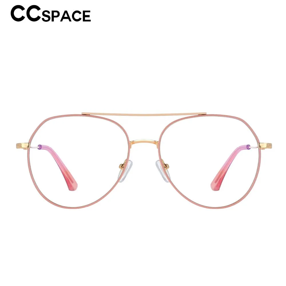 CCspace Women Full Rim Oversized Round Alloy Frame Eyeglasses 53372