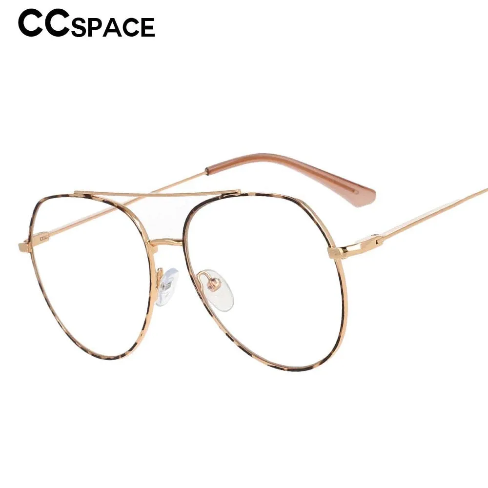 CCspace Women Full Rim Oversized Round Alloy Frame Eyeglasses 53372