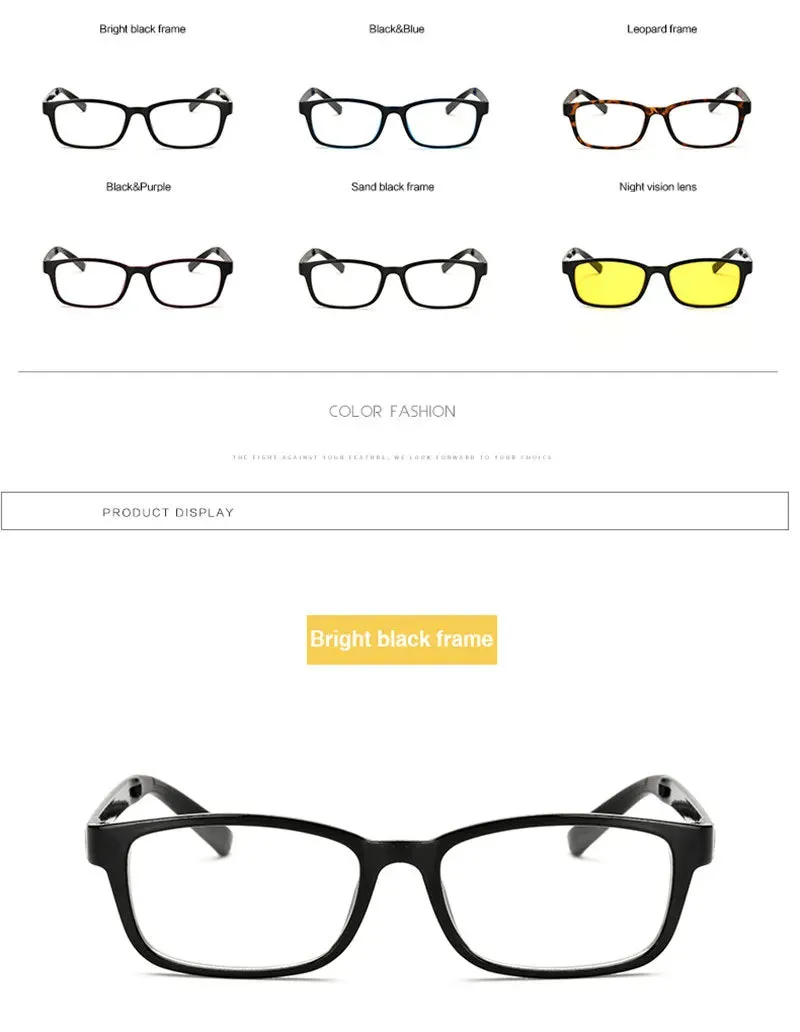 Fashion Womens Clear Lens Black Square Eye Glasses Eyeglasses Frame For Men Masculino Glass Transparent