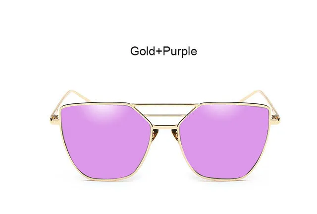 Flat Top Rose Gold Men Women Mirror Sunglasses Fashion Brand Designer Cool Sun Glasses wholesale Female 2017 New YB59