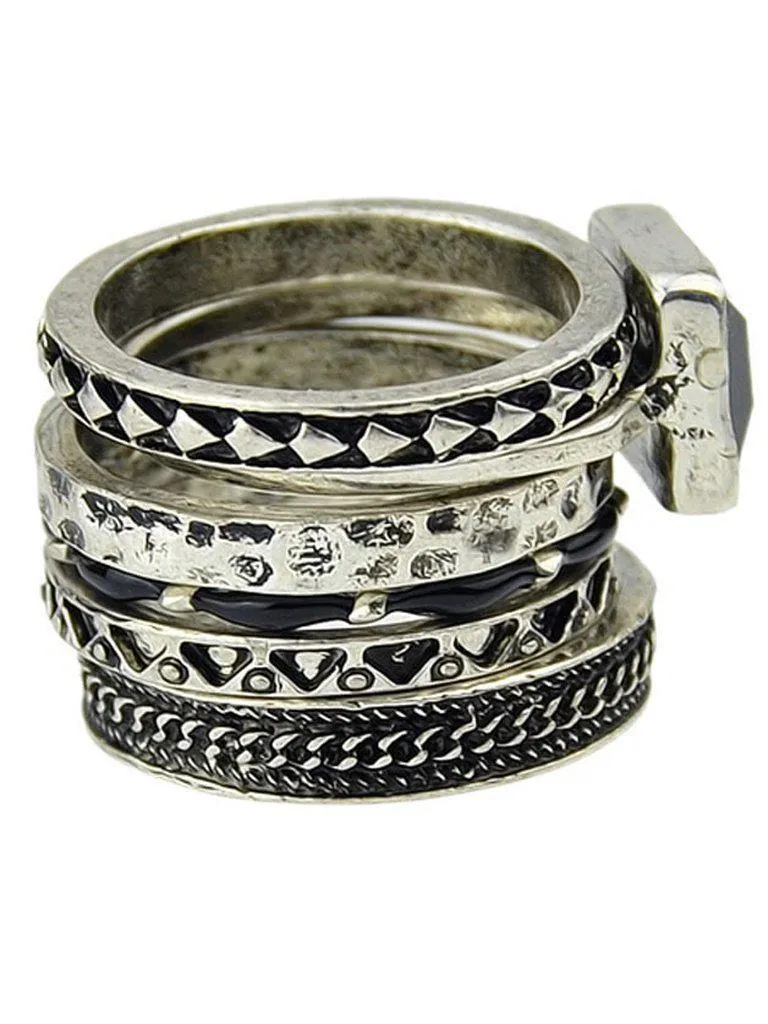 Four Pieces At-silver Ring Set