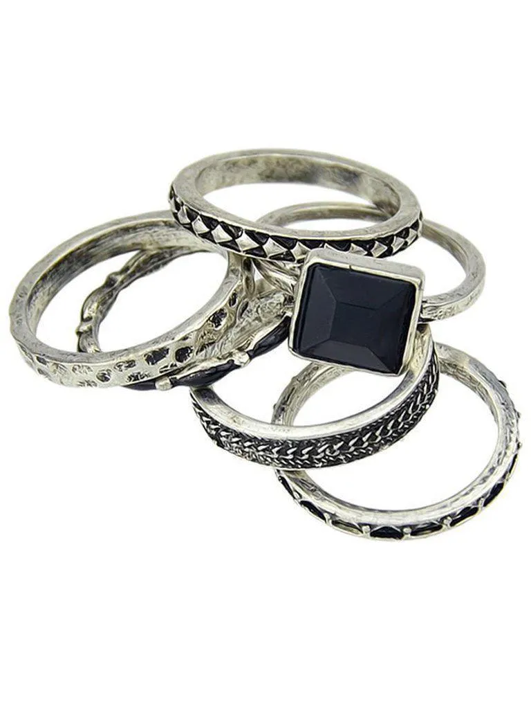 Four Pieces At-silver Ring Set