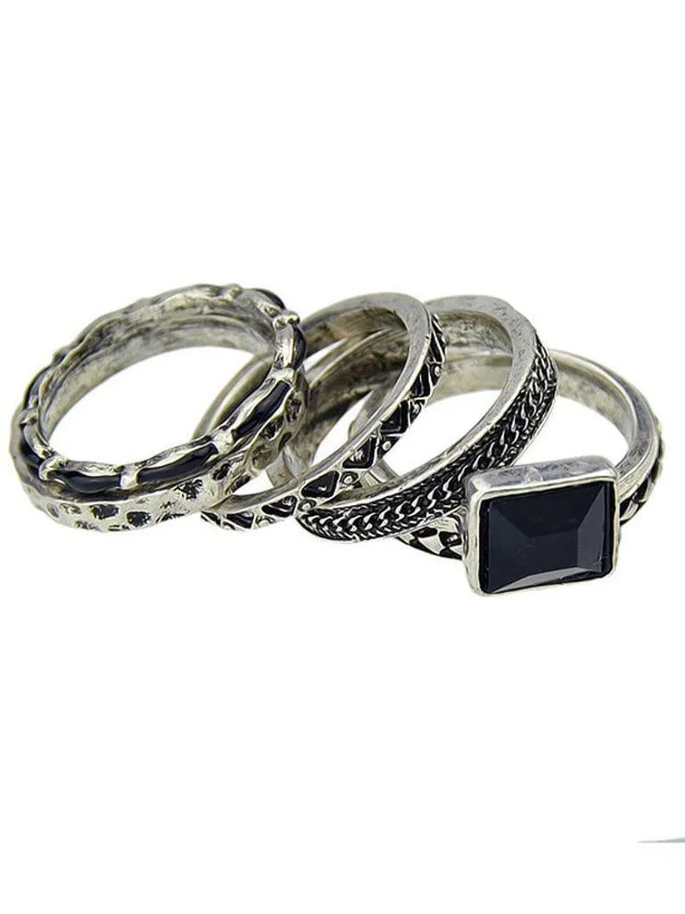 Four Pieces At-silver Ring Set