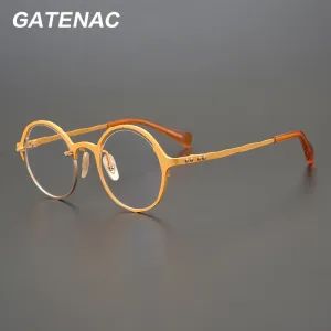 Gatenac Unisex Full Rim Round Titanium Frame Eyeglasses Gxyj665