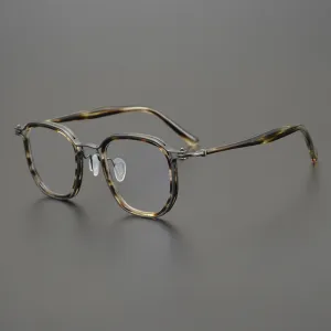 Gatenac Stylish Unisex Full Rim Square Eyeglasses with Titanium and Acetate Frame - Model GXYJ815