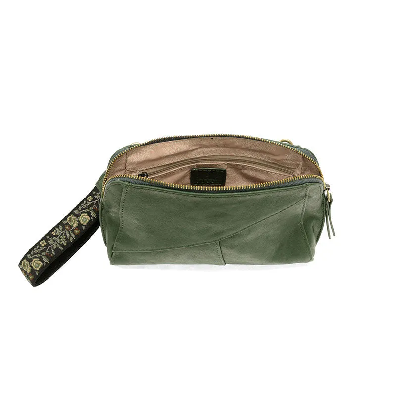 Gigi Crossbody with Woven Wristlet Strap in Dark Pine