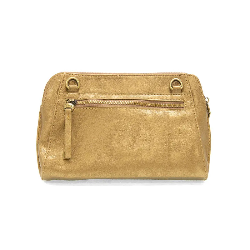 Gigi Crossbody with Woven Wristlet Strap in Metallic Gold