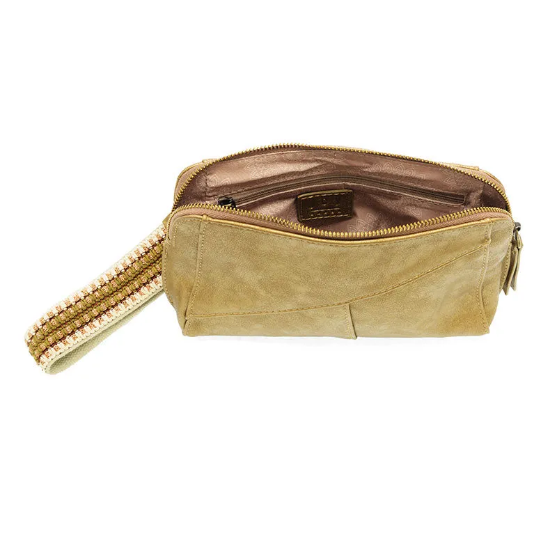 Gigi Crossbody with Woven Wristlet Strap in Metallic Gold