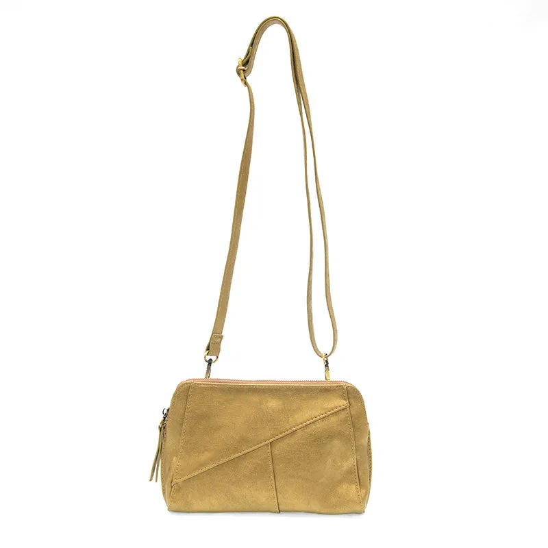 Gigi Crossbody with Woven Wristlet Strap in Metallic Gold