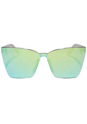 Glendale Sunglasses in Crystal Clear Cyan Mirror