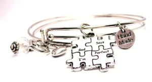 God Says Im Perfect Puzzle Pieces Expandable Bangle Bracelet Set