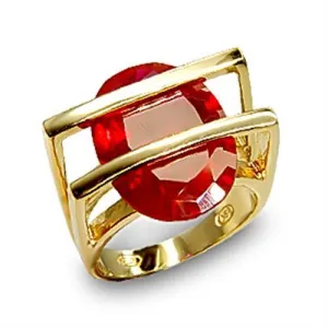 Gold 925 Sterling Silver Ring with Synthetic Garnet in Ruby for Women Style 6X001