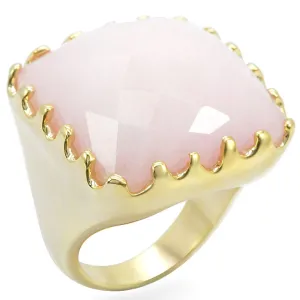 Gold Brass Ring with Synthetic Jade in Rose for Women Style 1W041