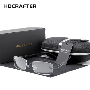 Hdcrafter Unisex Rimless Rectangle Titanium Frame Eyeglasses 50003