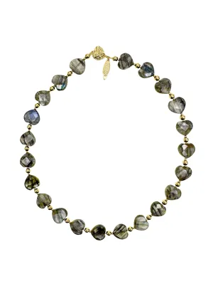 Heart-Shaped Labradorite Choker Necklace LN075