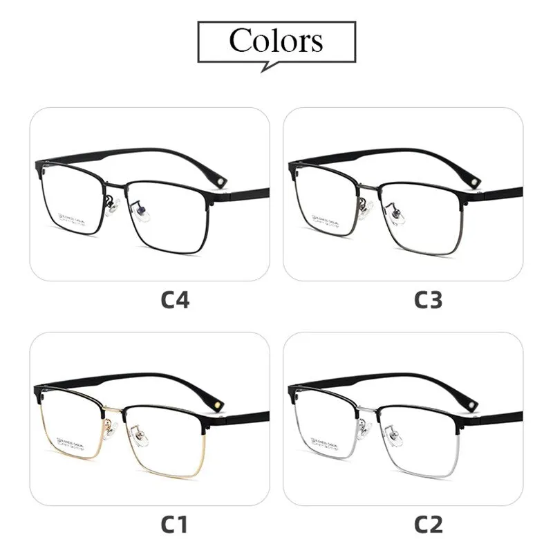 Hotochki Men's Full Rim Square Titanium Alloy Frame Eyeglasses K9111