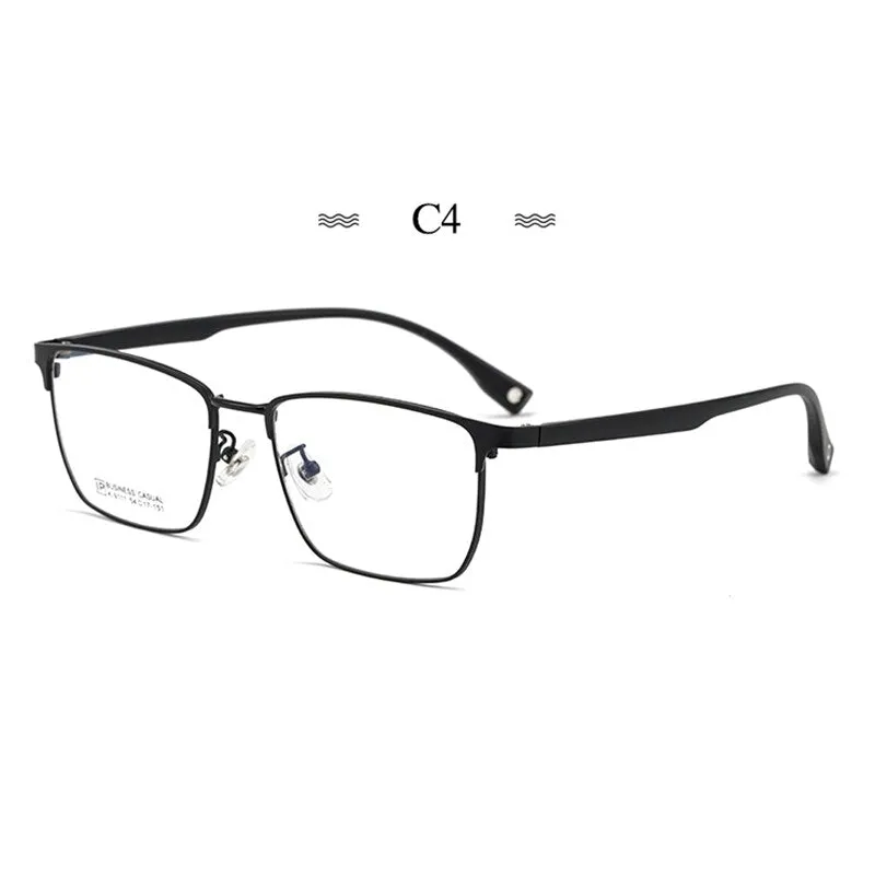 Hotochki Men's Full Rim Square Titanium Alloy Frame Eyeglasses K9111