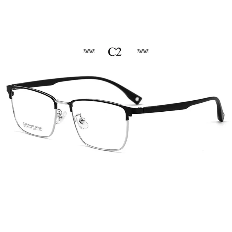 Hotochki Men's Full Rim Square Titanium Alloy Frame Eyeglasses K9111