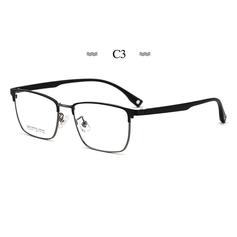 Hotochki Men's Full Rim Square Titanium Alloy Frame Eyeglasses K9111