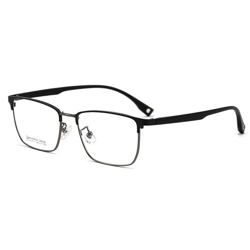 Hotochki Men's Full Rim Square Titanium Alloy Frame Eyeglasses K9111