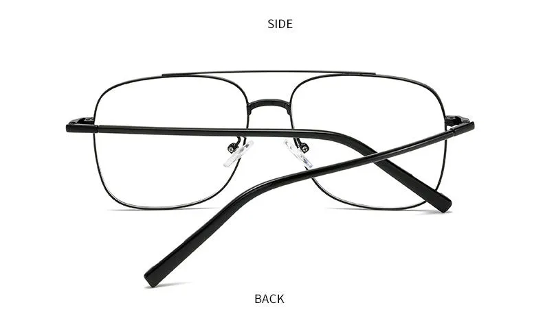 Hotony Unisex Full Rim Alloy Square Double Bridge Frame Eyeglasses 29180