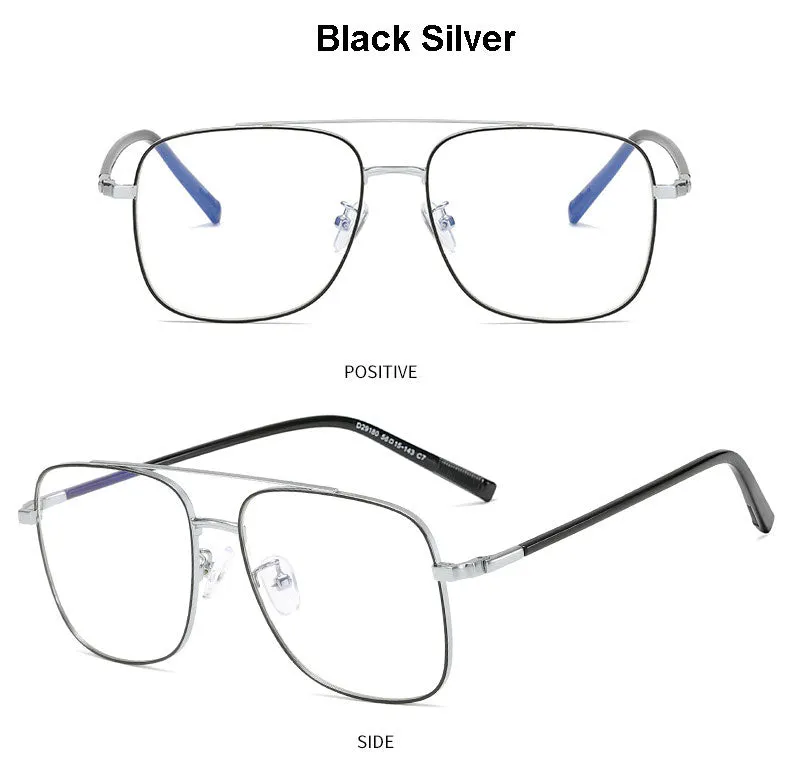 Hotony Unisex Full Rim Alloy Square Double Bridge Frame Eyeglasses 29180